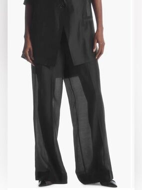 COS Sheer Straight-Leg Trousers Black w/ Shorts Adjustable Waist NWT Women’s 8